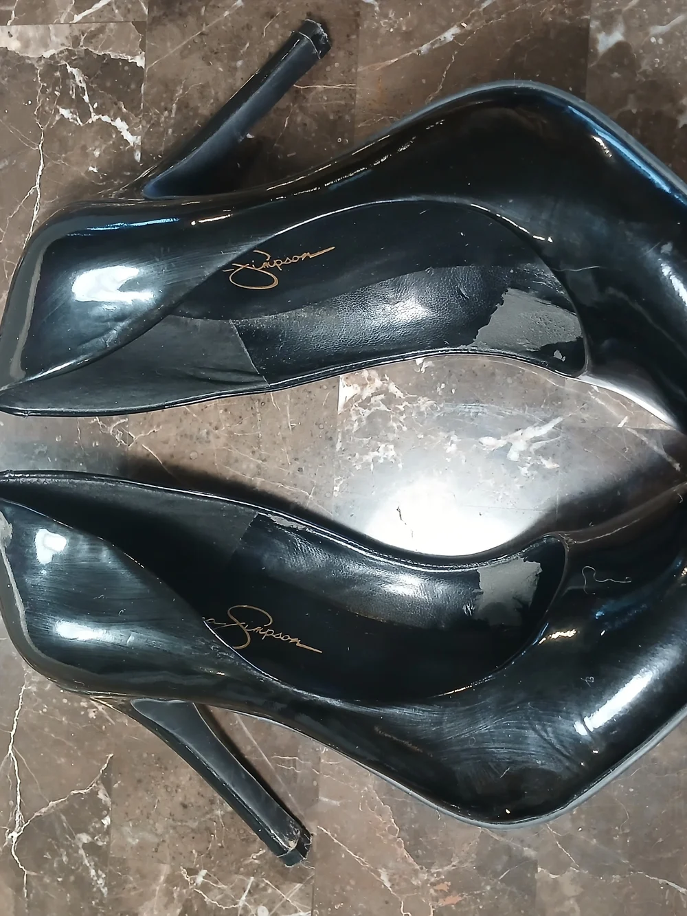 Jessica Simpson Black Patent Round Toe Heels